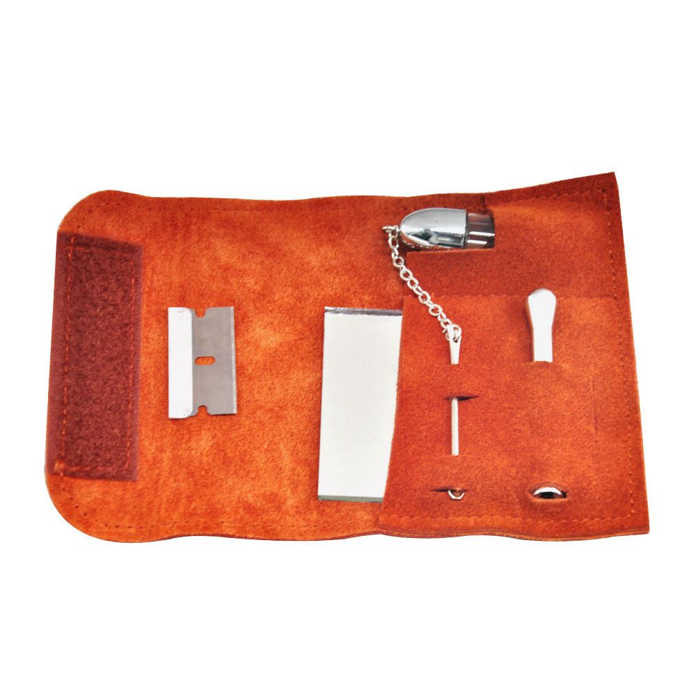 5pcs Leather Tobacco Pouch Bag + Snuff Snorter Tool Snuff Straw Sniffer Set Black/ Brown New Tobacco Tool Accessories