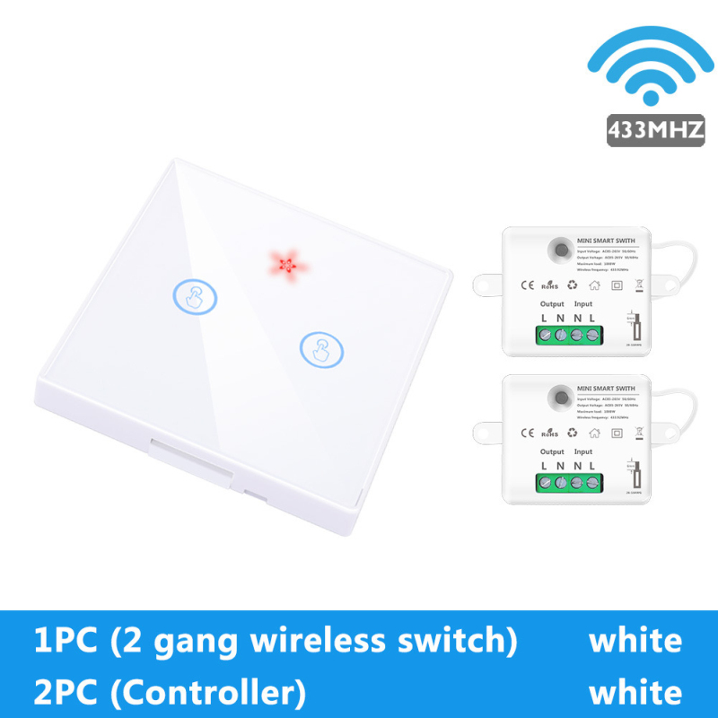 433MHZ Wireless WiFi Smart Touch Switch+Hidden Switch Controller Module Set Hidden Breaker Set Smart Remote Control Switch