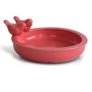 Pink Ceramic Bird Bath Bird Feeder Outdoor Space