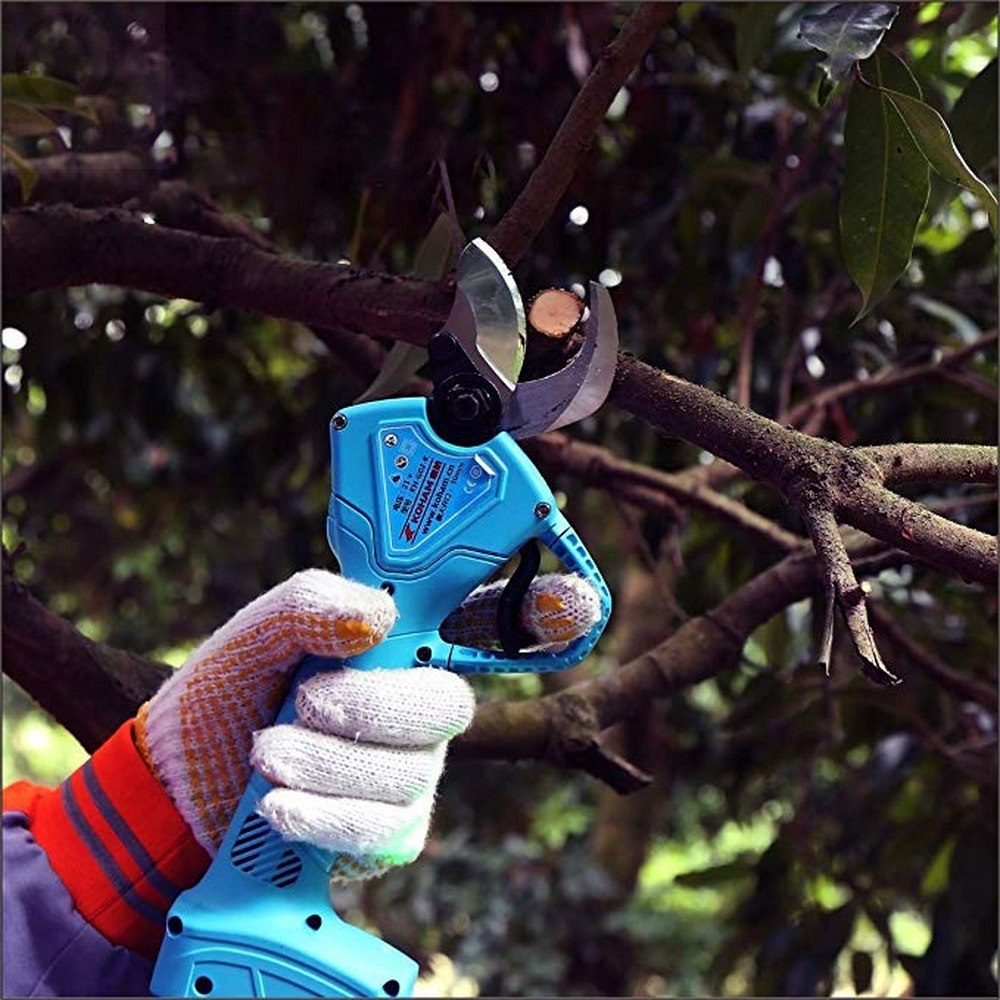 21V Rechargeable Electric Pruning Scissors Pruning Shears Garden Pruner Secateur Branch Cutter Cutting Tool W/ 2x Battery