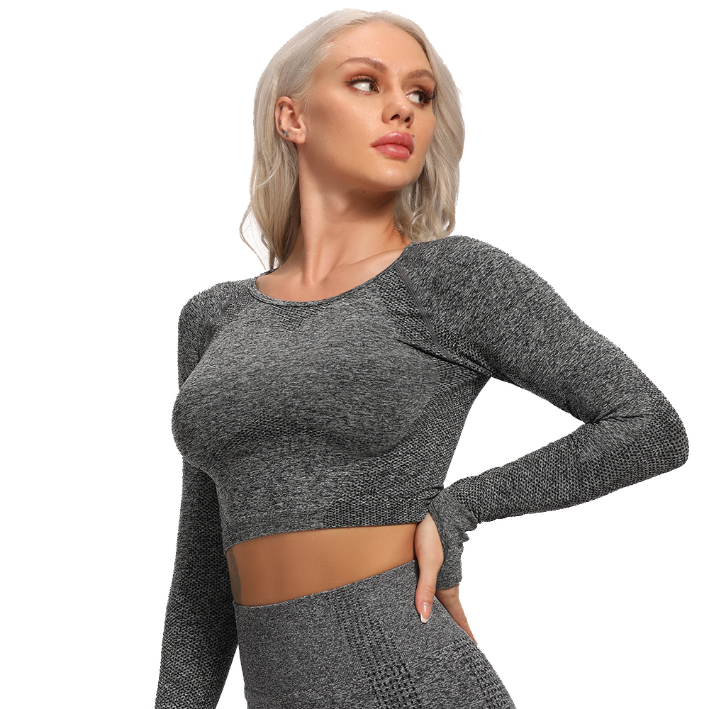 Seamless Yoga Top Long Sleeve Workout Tops for Women Crop Tops Women 2020 Sportswear Short Active Sexy Gym Clothing