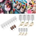 Allforhome 8/4/1 Hole Silicone Ice Cream Mould Ice Cube Tray Popsicle Barrel Diy Mold Dessert Ice Cream Mold with Popsicle Stick