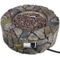 Costway 28'' Propane Gas Fire Pit Outdoor 40,000 BTUs Stone Finish Lava Rocks Cover