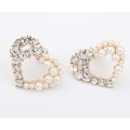 Europe ladies fashion boutique pretty woman flowers earrings heart shape Pearl Earrings with rhinestones stud earrings wholesale