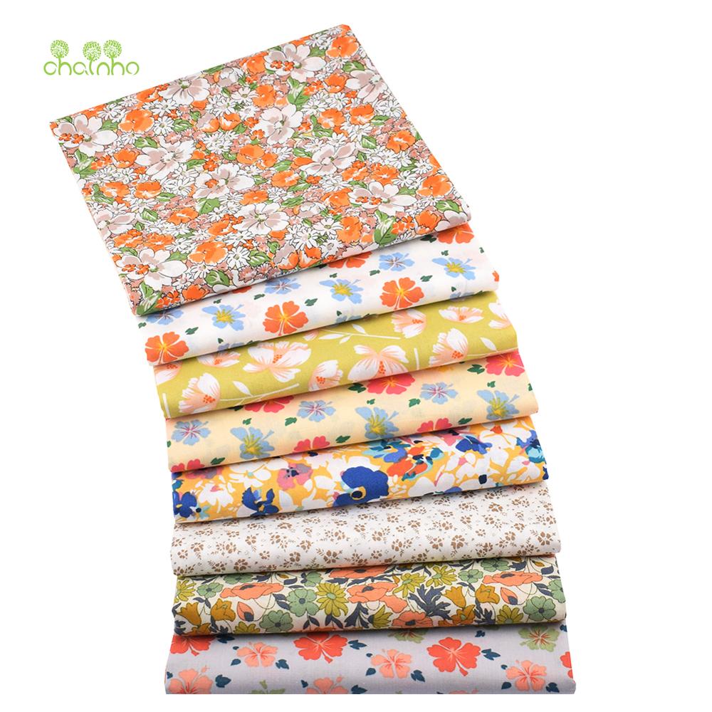 Orange Flower Series,Printed Plain Cotton Fabric,DIY Sewing Quilting For Baby&Children's Dress Shirt Skirt Poplin Material