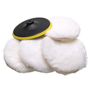 5Pcs Polisher/Buffer kit Soft Wool Bonnet Pad White,Universal Car Polisher Car Body Polishing Discs, 4/6/7 inch