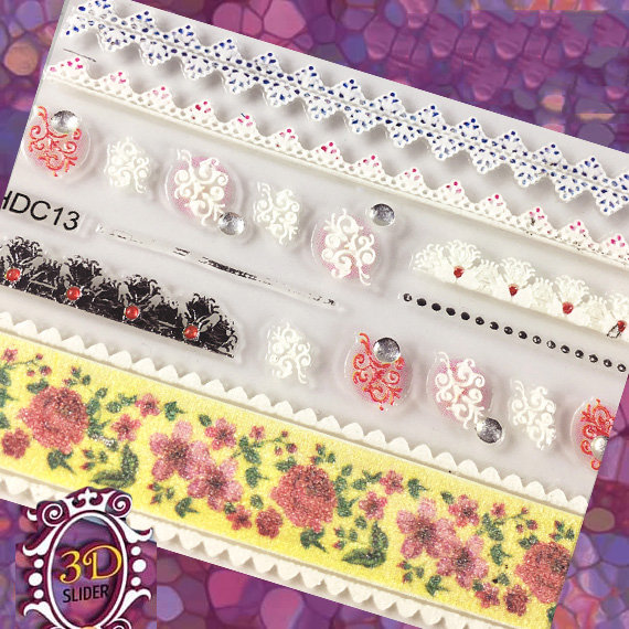 24PCS Crystals Nail Charm White-Flowers Lace 3d Nail Stickers Decals Self Adhesive DIY Charm Design Manicure Nail Art Decoration