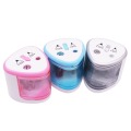 1 pcs Geometry Electric Pencil Sharpener Multi-function Double Hole Pencil Three Color Optional Exchangeable Tool Holder