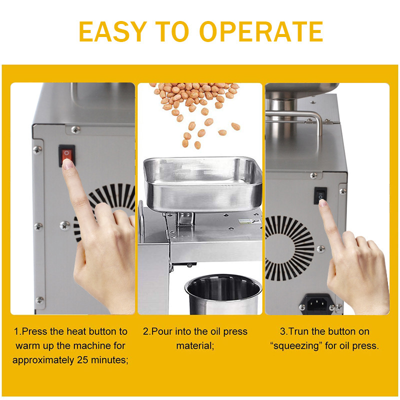 110V/220V Oil Press Machine Small Business Equipment Machine Stainless steel oil pressure Peanutss Sesame Nut Oil extractor