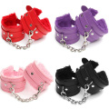 Handcuffs Restraints Bondage Tools PU Leather Furry Comfortable Flirting products Beginners Sex Toys For Couple Black&Pink Color