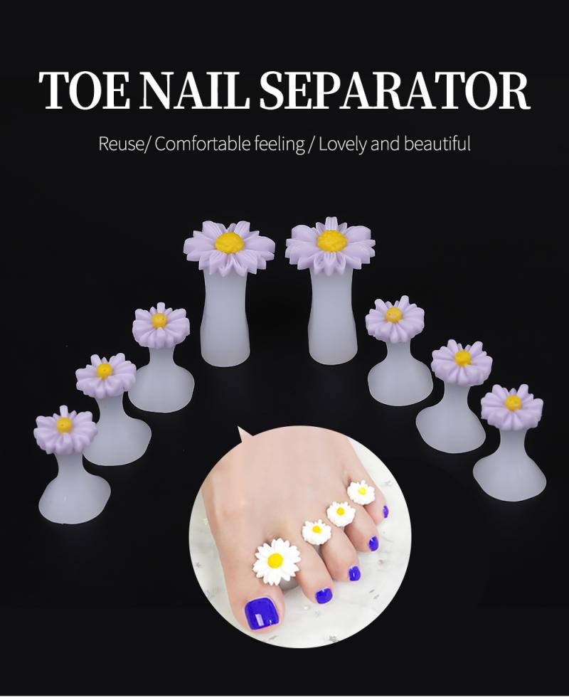 New 8pcs Soft Silicone Toe Separator Foot Finger Divider Form Manicure Pedicure Care Nail Art Tool Flower Holder Accessory TSLM1