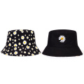 New small daisy embroidery fisherman hat double-sided wearable bucket hat summer outdoor sunshade sunscreen hat casual hats