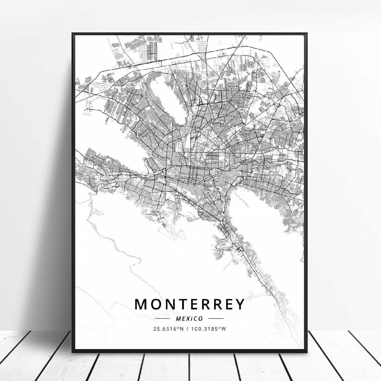 Monterrey Reynosa Mexicali Lopez Mateos Puebla City Zapopan Mexico Map Poster