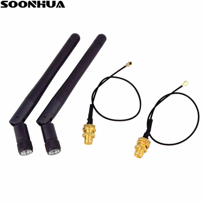 SOONHUA 2.4GHz WiFi Antenna RP-SMA Male Wireless Router With 10cm PCI UFL IPX to RP SMA Pigtail Cable For Wireless Router Aerial