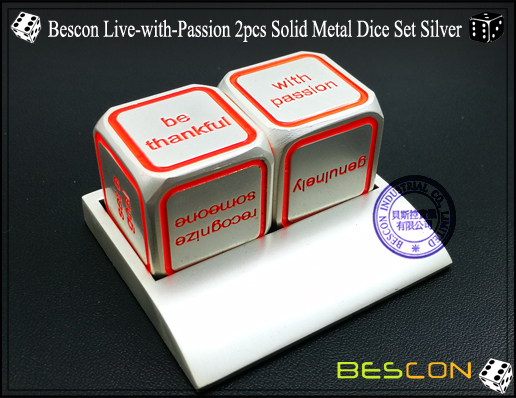 Bescon Live-with-Passion 2pcs Solid Metal Dice Set Silver-2