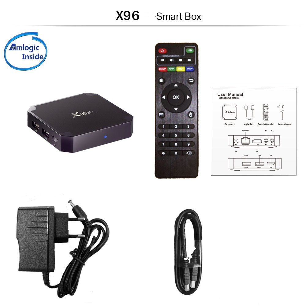 Best x96 iptv box android 9.0 tv box 1GB 8GB 2GB 16GB Amlogic S905W x96 media player smart ip tv set top box ship from france