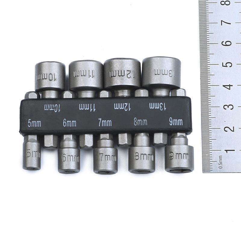 9/14 Pcs/Set Magnetic Hex Socket Sleeve Wrench Set Nozzles Nut Driver Screwdriver Accessories 5-13mm Powerful Drill Power Tools