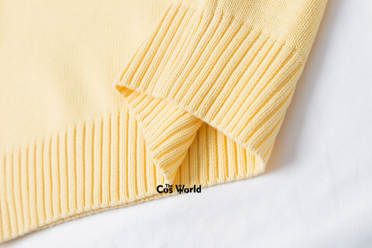 XS-XXL Spring Autumn Yellow Chick Sleeveless Knit Vests Pullovers V Neck Sweaters For JK School Uniform Student Clothes