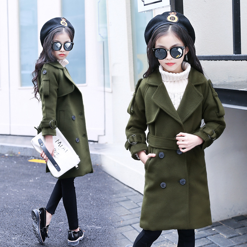 Teen Kids Jacket for Girls Winter Coat Wool Outerwear Girls Clothes Long Fleece Thick Overcoat Children Clothing 10 12 14 Years