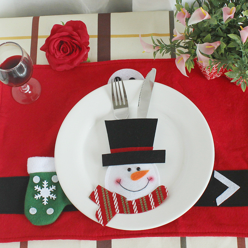 6pcs set Christmas Decorations For Home Snowman Cutlery Bags Christmas Santa Claus Kitchen Dining Table Cutlery Suit Set Decor