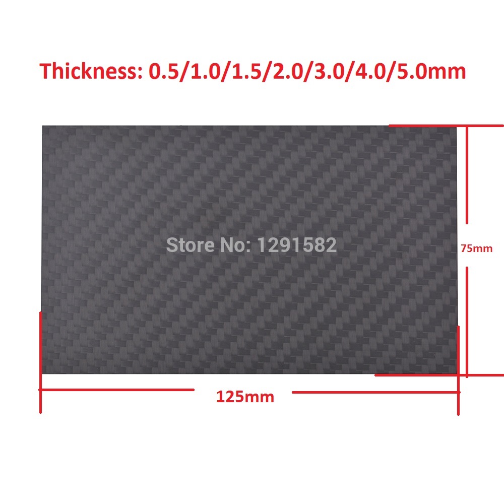 125mm X 75mm 0.5mm 1mm 1.5mm 2mm 3mm 4mm 5mm Carbon Fiber Plate Panel Sheets Matt High Composite Hardness Material 125 X 75 mm