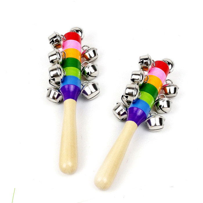 Baby Toys For Children Educational Toys Colorful Wooden Bell Orff Instruments Baby Rattles 10 Percussion String Of Bells The Toy