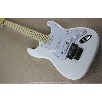 Factory custom shop New Maple fingerboard 6 strings white floyd rose tremolo chrome Electric Guitar free shipping
