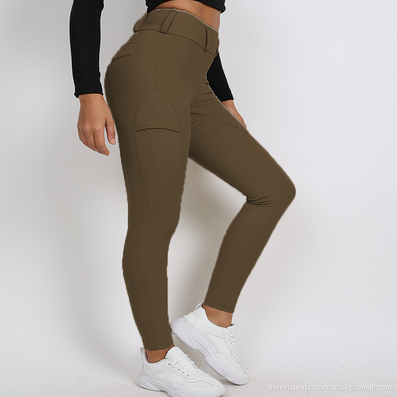 Brown Full Seat Silicone Woman Equestrian Breeches Tights