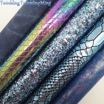 MIXED COLOR Glitter Fabric, Snake Faux Fabric, Metallic Synthetic Leather Fabric Sheets For Bow A4 21x29CM Twinkling Ming XM915