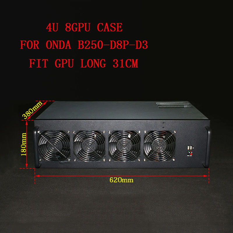 PC Server Case USB Miner Rack ETH/ETC/ZEC/Monero XMR Mining Rig 8 GPU Frame For Onda B250-D8P-D3 8 Card 4U Chassis