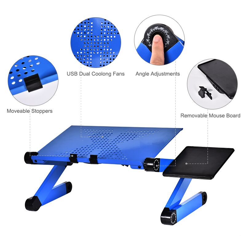 Foldable 360 Degree Adjustable Laptop Desk Computer Table Stand Tray For Sofa Bed Laptop Desk With Mouse Pad