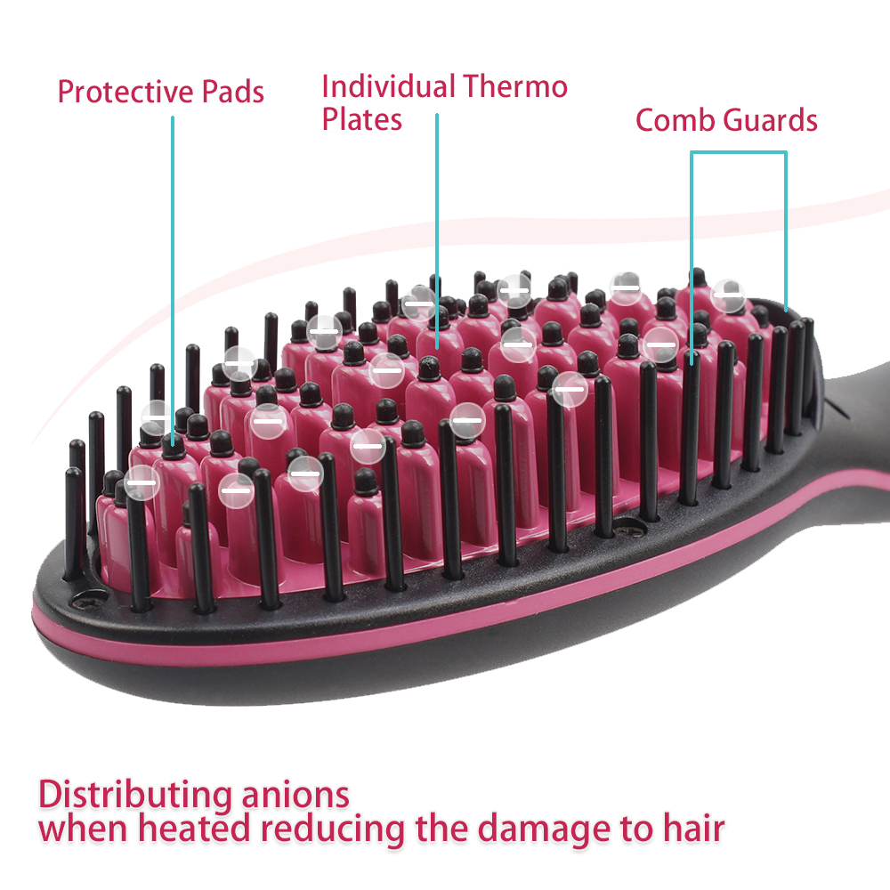 RUCHA Ceramic Hair Straightening Brush Comb Digital Electric Hair Brush Straightener Control 450F Fast Heating up Brushes