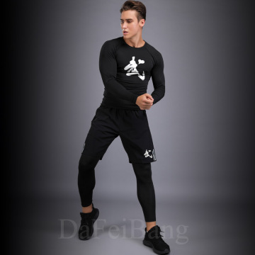 Men's Tracksuit Sports Suit Gym Fitness Compression Clothes Running Jogging Sport Wear Exercise Workout Tights Husband 3 Pcs