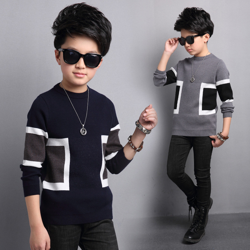 Kids Boys Sweater Children Sweater For teenager Student O-Neck Warm pullover knitted sweaters Boys Clothes 4 5 6 7 8 9 10 11 14T