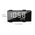 LED FM Radio Alarm Clock Digital Time Projection Desk Clock Snooze Function Temperature Display USB Charge Backlight Table Clock