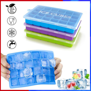 Ice cube trays 24 Silicone Ice Cube Molds with Removable Cover set for Whiskey, juice, Sport Drinks