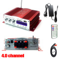 KENTIGER 3001 4 Channel Amplifier With Remote Control USB/SD Card Player FM Radio 12V5A Power Adapter And AUX Cable Optional