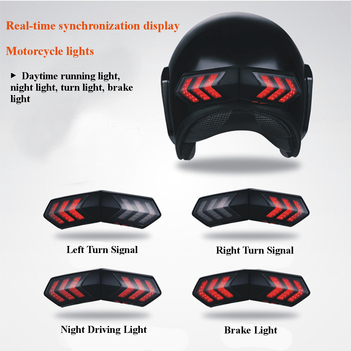12V Wireless Motorcycle Helmet LED Safety Light Brake Lights Turn Signal Indicators