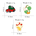 Cartoon Frog Driver Enamel Pins Dinosaur Mushroom Red Car Brooches Funny Cute Animal Jewelry Clothes Bag Badge Gift for Children