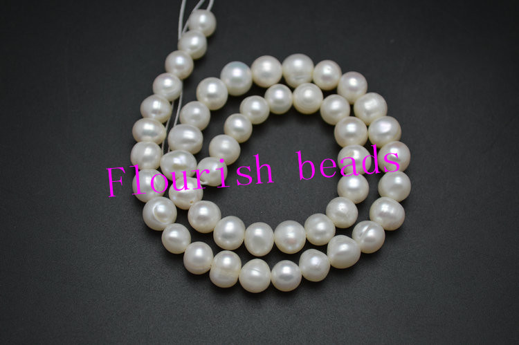 8~9mm Good Quality Natural White Fresh Water Pearl Potato Round Loose Beads