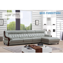 Modern Light Grey Leather Living Room Sofa