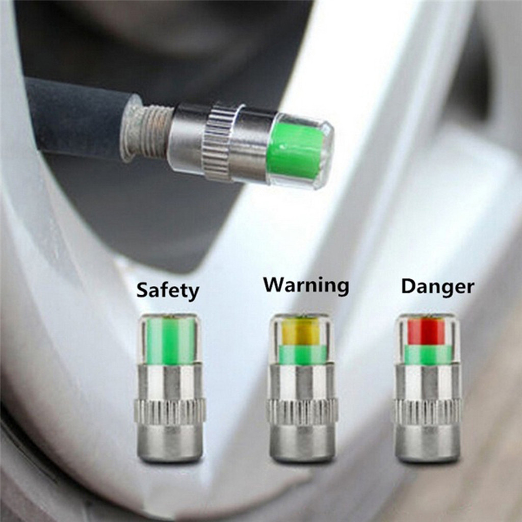 4pcs 2.4 Bar 36PSI Tire Pressure Monitor Pressure Gauge Cap Sensor Indicator Alert Monitoring 3 Color Eye Alert Monitoring Tools