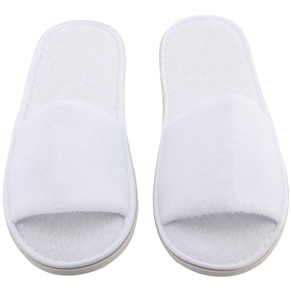 5 Pairs Slippers Hotel Spa Hotel Guest Slippers Open Toe Towelling Disposable Terry Style Free Size 29x11x1cm Disposable Terry