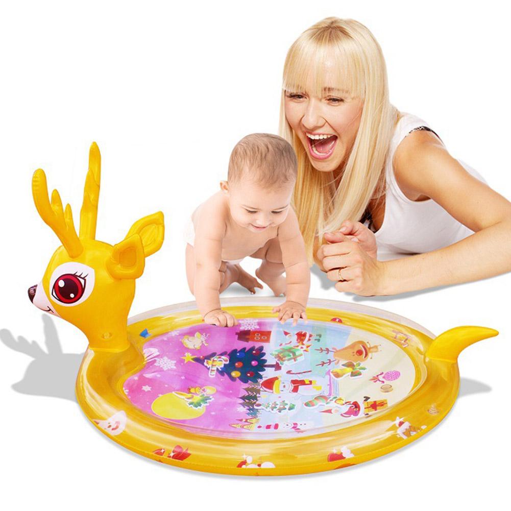 PVC Water Play Mat Deer Water Play Equipment Inflatable Baby Water Play Mat Deer Shape Tummy Time Toy For Newborns 3 6 9 Month