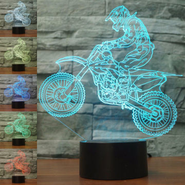 Riding Mountain Motorcycles 3D Touch illusion Lamp LED 7-color Night Light USB Decor Gift Table Lamps