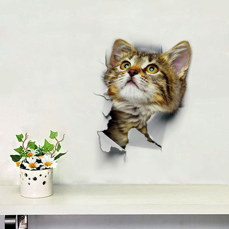 1 Piece 3D Cat Stickers, Family Wall sticker Decals, Window, Bedroom, Bathroom, Bath Seat Decor, Kitchen Accessories