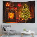 Fireplace Christmas tree tapestry Christmas day hanging cloth scene decoration hanging cloth wall cloth multiple sizes 95x73