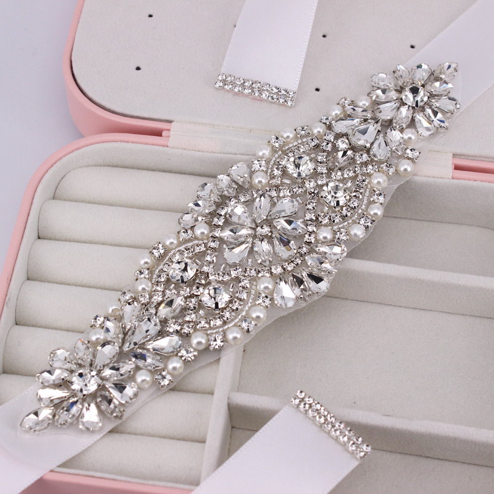 Wedding Belt Pearl Crystal Bridal Belt Rhinestones Wedding Dress Sash Cinturon Flores For Bridal Accessories SM1001