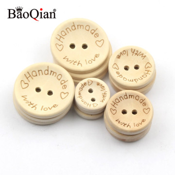 50Pcs 2Hole Natural Wooden Buttons handmade with love wood Button For Scrapbooking Craft DIY Baby Clothing Sewing Accessories