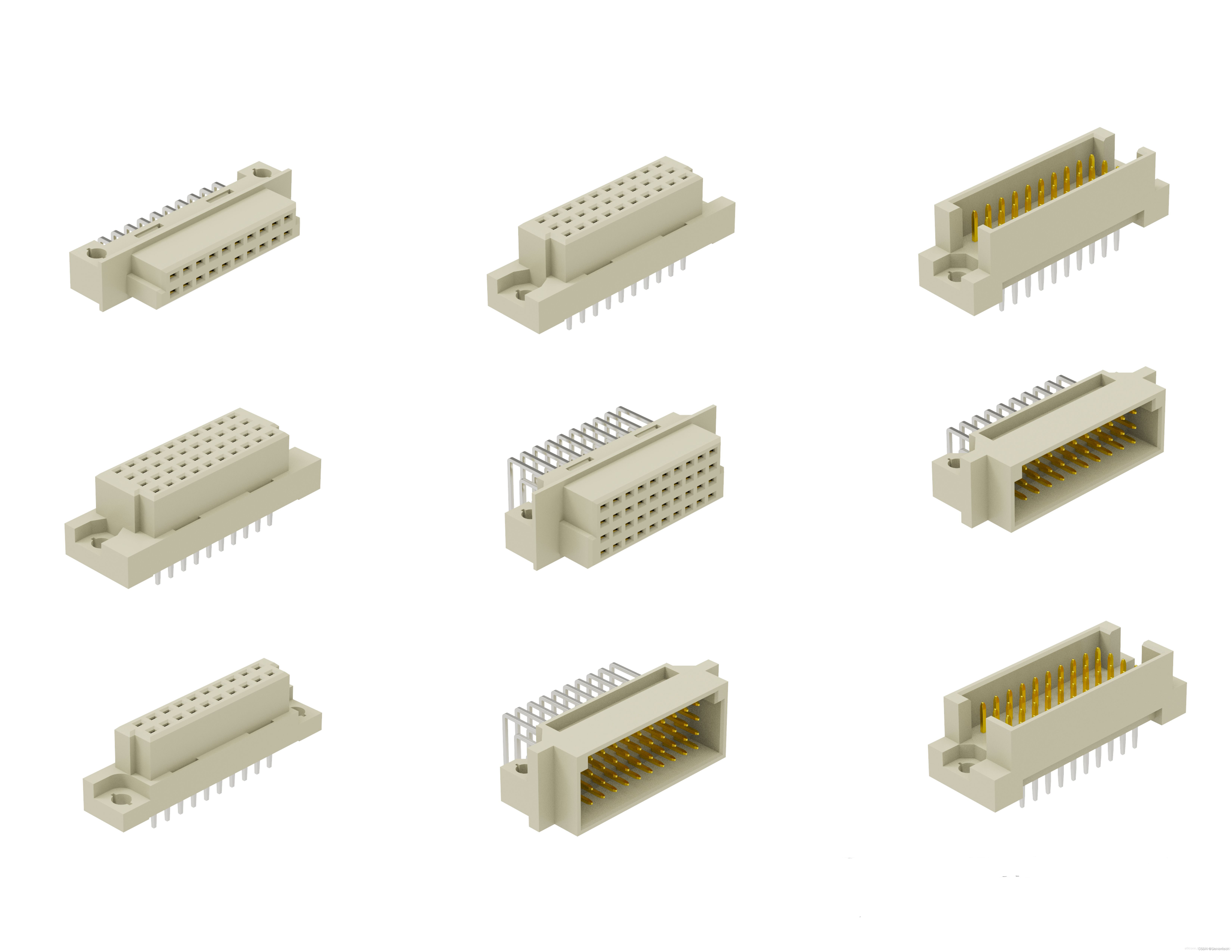 16 Positions Vertical Female Type B DIN 41612 PCB Connectors